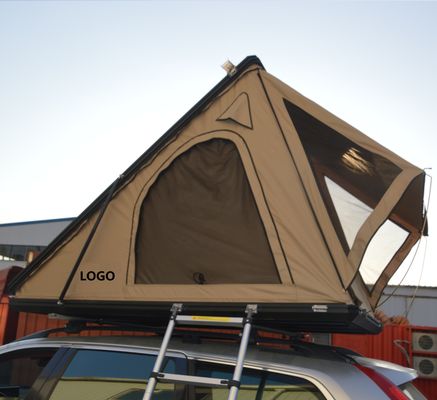 Tenda de telhado de alumínio duro de cor marrom para automóveis fabricada em tela de tecido preto